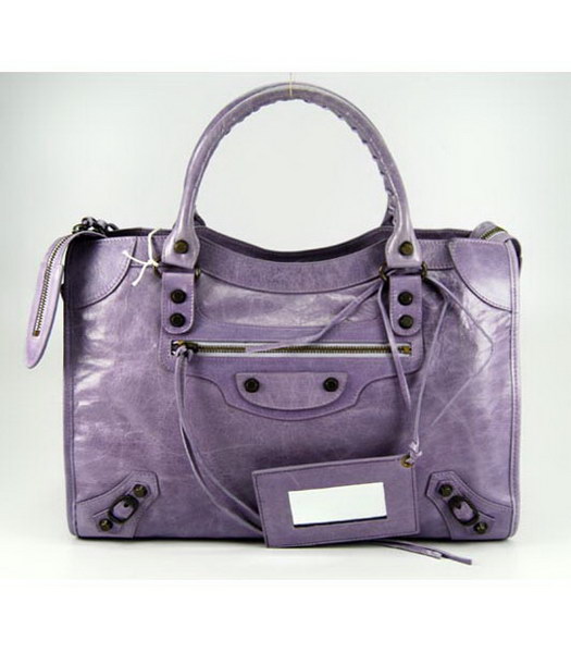 Balenciaga City Bag in cuoio viola